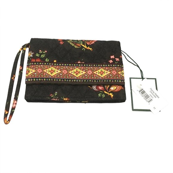 Vera Bradley Handbags - Vera Bradley Brown Floral Clutch Wristlet NWT